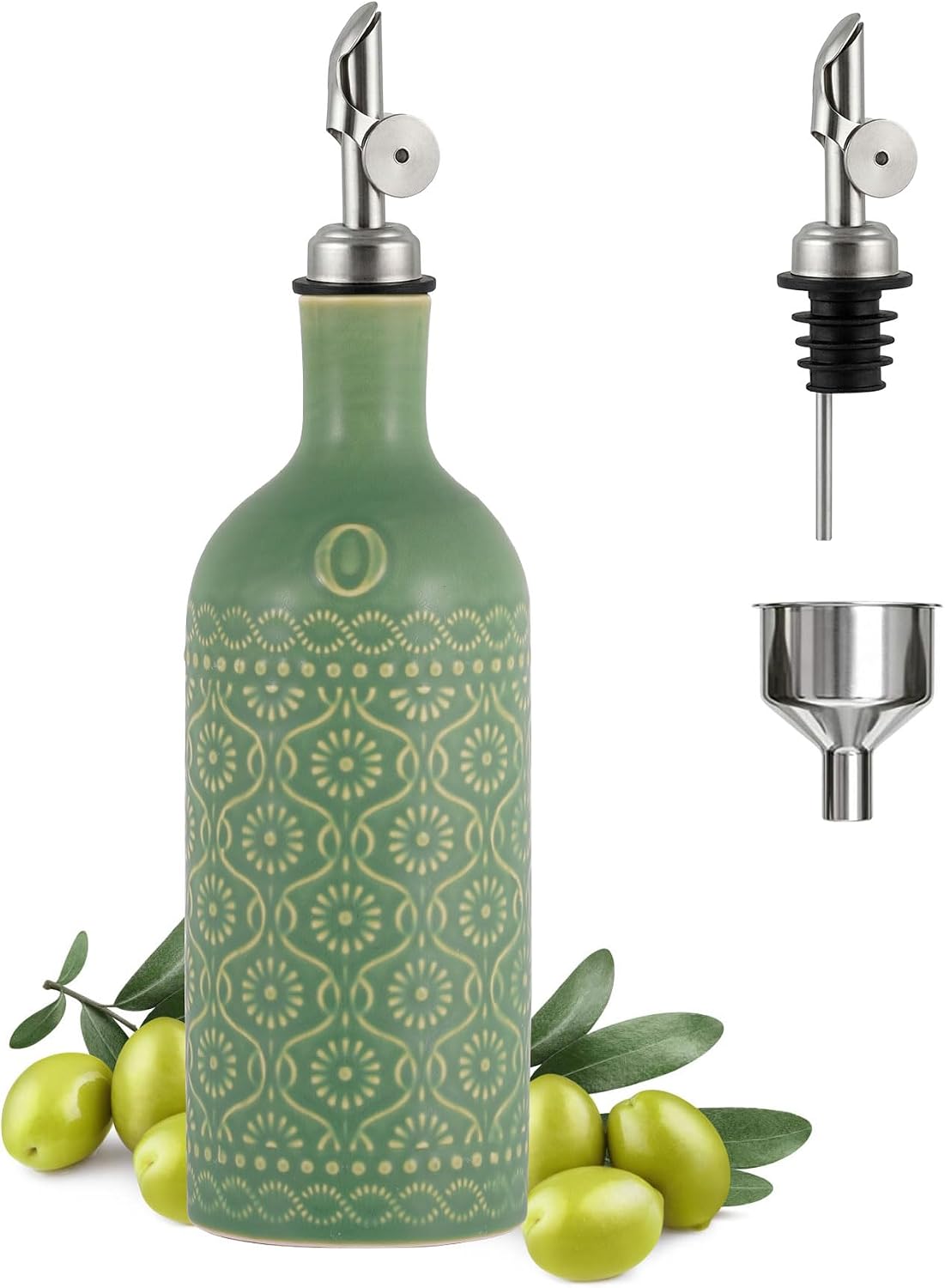 Aldernest 20oz Ceramic Olive Oil Dispenser Bottle - Sage Green, 0.38 kg, O - Green