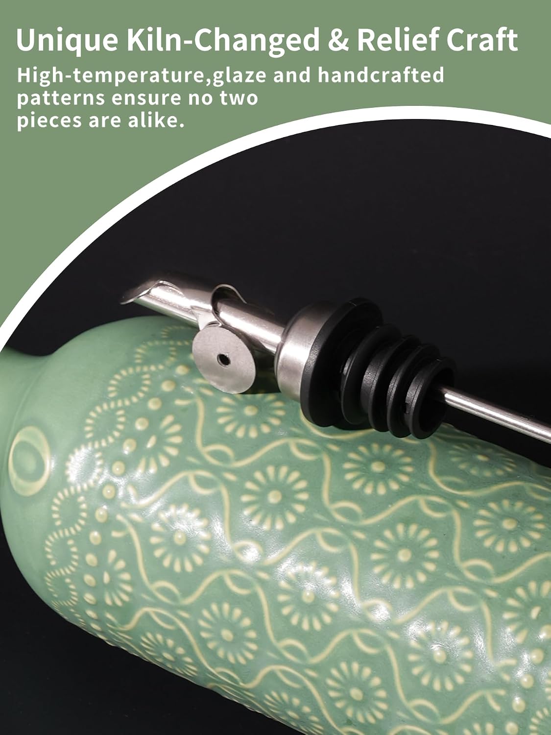 Aldernest 20oz Ceramic Olive Oil Dispenser Bottle - Sage Green, 0.38 kg, O - Green