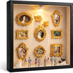Aldernest DIY Mini Museum Kit, Handmade Shadow Box Craft with LED Light, Black