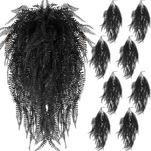 Ashenby 8 Pcs Black Artificial Hanging Plants, 1.3 pounds