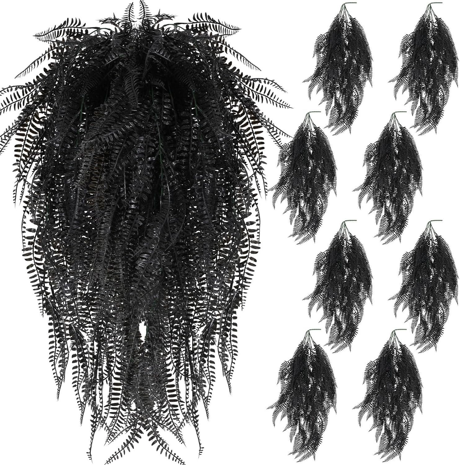 Ashenby 8 Pcs Black Artificial Hanging Plants, 1.3 pounds