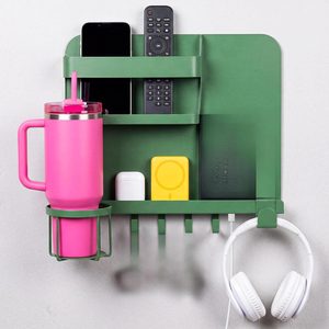 Aldernest Floating Bedside Wall Shelf, Metal Wall Organizer, Sage Green, 12.7 x 10.2 x 5.9 inches