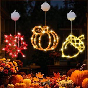 Aldernest Fall Window Decoration Lights, 3PCS Thanksgiving LED Lights, Orange + Red + Burnt Orange