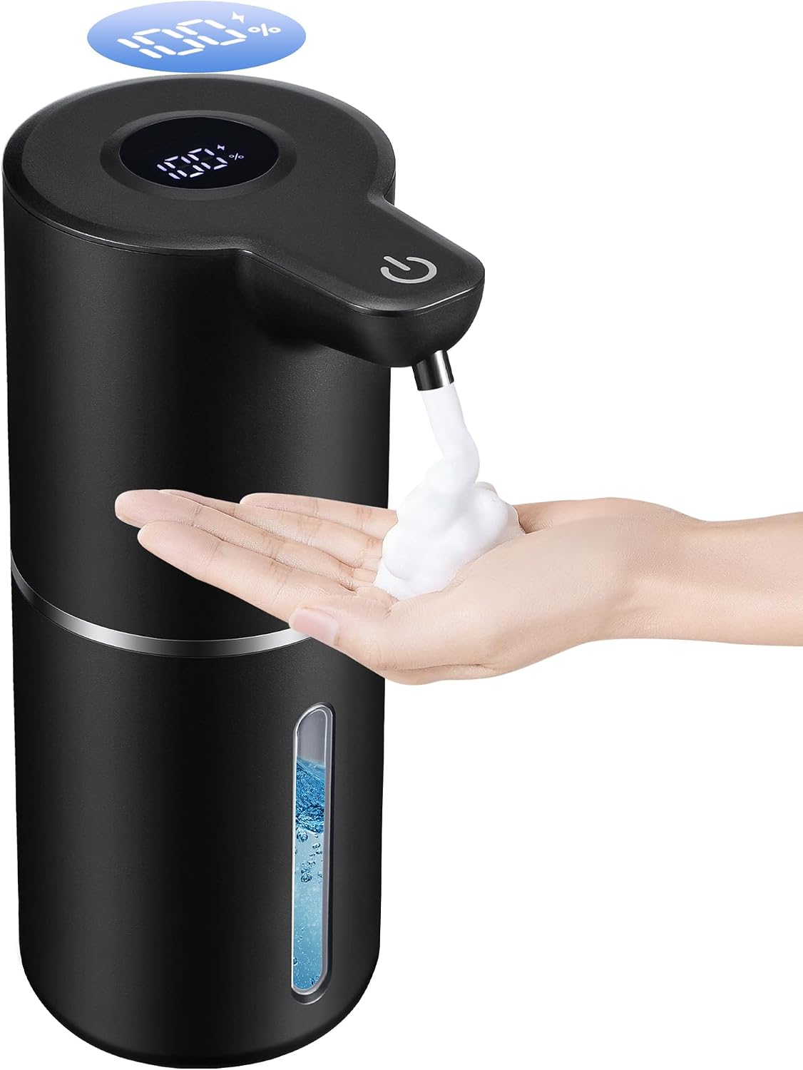 Aldernest Automatic Foam Soap Dispenser Touchless Rechargeable, 350ml Black, 11.2 ounces