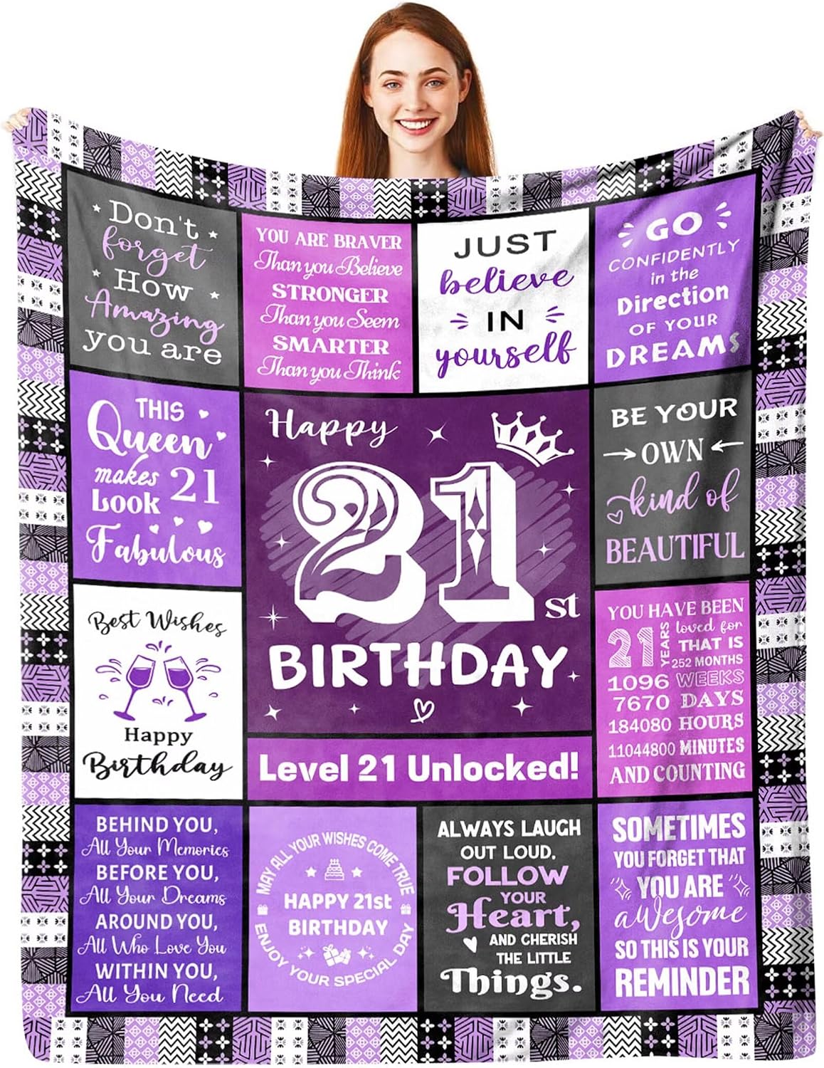 Ashenby 21st Birthday Gifts Blanket for Her Girls Purple 50"x60"
