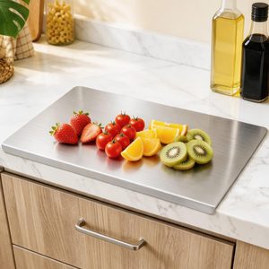 Aldernest 304 Stainless Steel Cutting Board with Lip, 15.7"L x 11.8"W, Silver