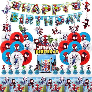Barleyfield Spider Birthday Decorations, Cartoon Party Supplies Set Include Tablecloth