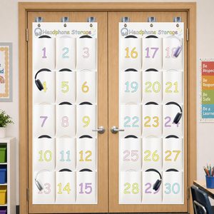 Aldernest 2 Pack Classroom Headphone Storage Organizer 30 Numbered Pockets, 1.6 pounds, 52"L x 18"W