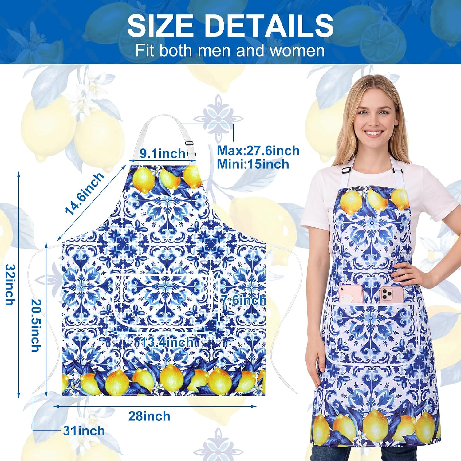 Ashenby 4 Pcs Italian Amalfi Coast Lemons Apron Gifts