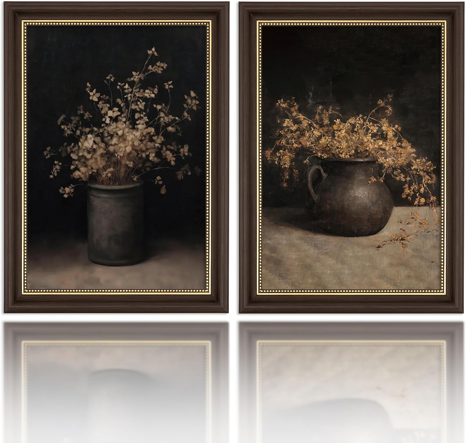 Aldernest 2Pcs Framed Vintage Floral Wall Art, 12x16in