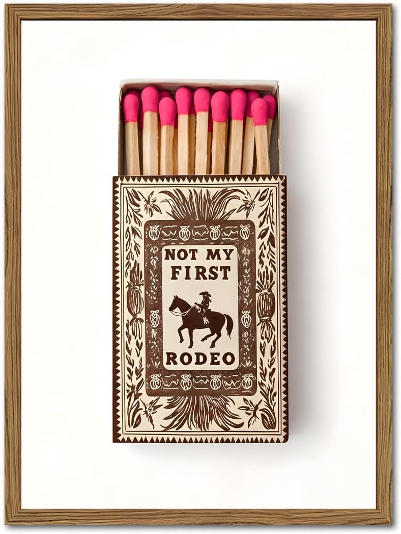 Barleyfield Vintage Western Cowboy Wall Art Trendy Southwest Matchbox Wall Decor Picture Funny Not My First Rodeo Sign Poster Canvas Painting Print