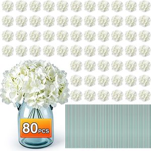 VelloHome 80PCS White Hydrangea Artificial Flowers, Faux Hydrangeas Fake Flowers