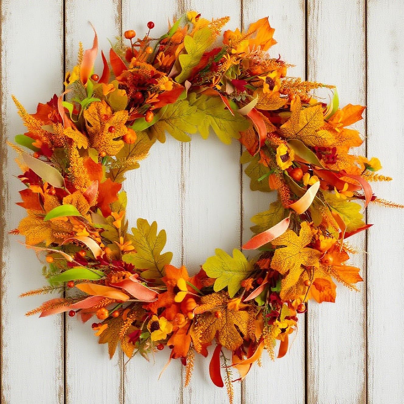 Tanglewick 24” Fall Wreaths for Front Door, Farmhouse Thanksgiving Wreath Decor, 10.4 ounces, Burnt Orange
