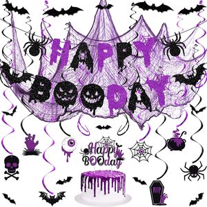 Aldernest Black Purple Halloween Birthday Decorations for Boys Girls
