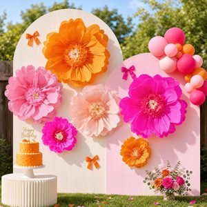 Aldernest Giant Paper Fowers Decorations for Wall Birthday Party Backdrop, 24" 20"12", Hot Pink&Orange(Sunset Fiesta)