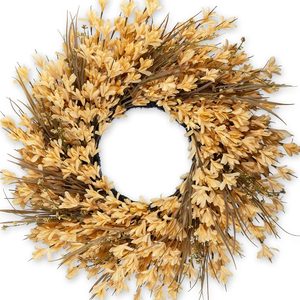 Tanglewick 26-28" Large Outdoor Fall Wreath for Front Door with Yellow Forsythia/Berry