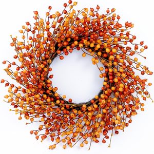 Tanglewick 24" Berry Fall Wreath for Front Door, Orange/Yellow Autumn Harvest Wreath, 1.5 pounds