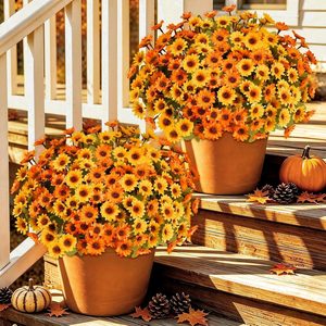 Aldernest Fake Mums Artificial Fall Flowers for Outdoors Silk Daisy Bulk, 12 Count