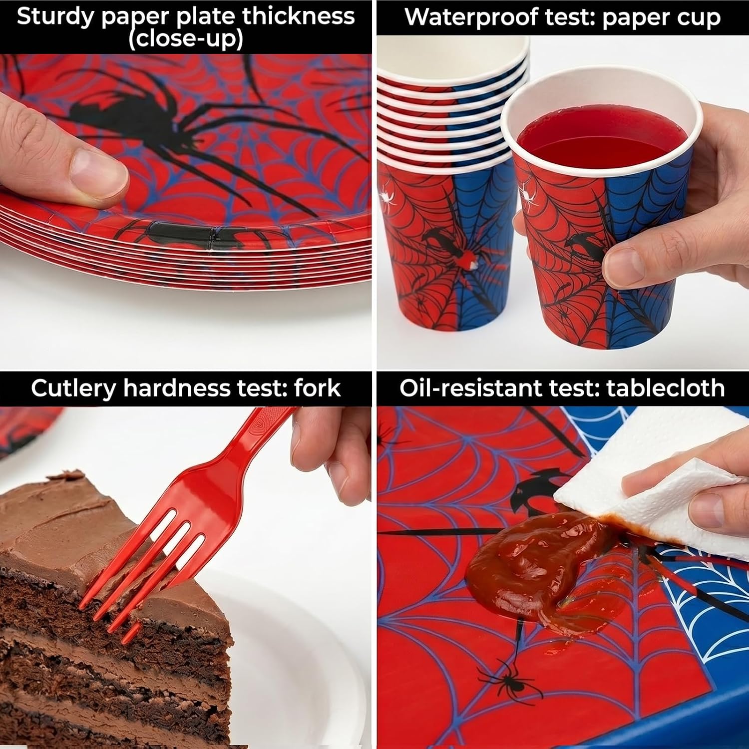 VelloHome 170 Pcs Spider Birthday Party Decorations, Red, blue, black