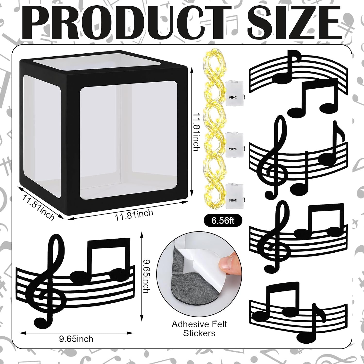 Aldernest 6 Sets Music Party Decoration Large Boxes with Light Strings