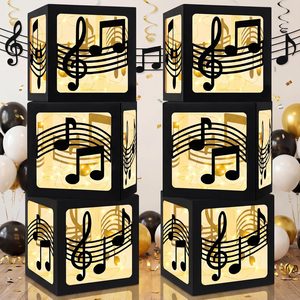 Aldernest 6 Sets Music Party Decoration Large Boxes with Light Strings