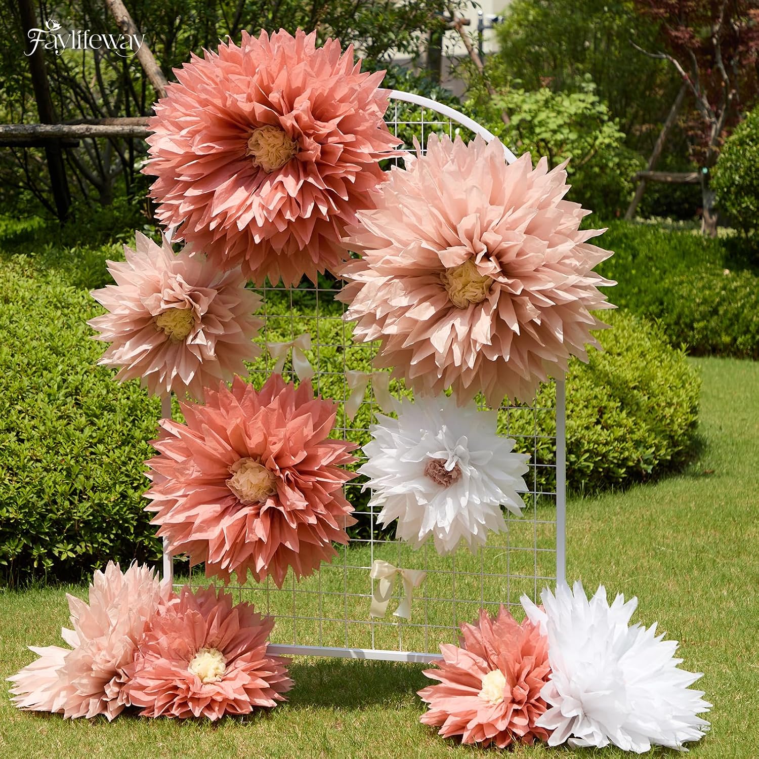 Aldernest Giant Paper Flowers Decorations for wall Party, 29.5"23.6"19.7", Dusty Pink