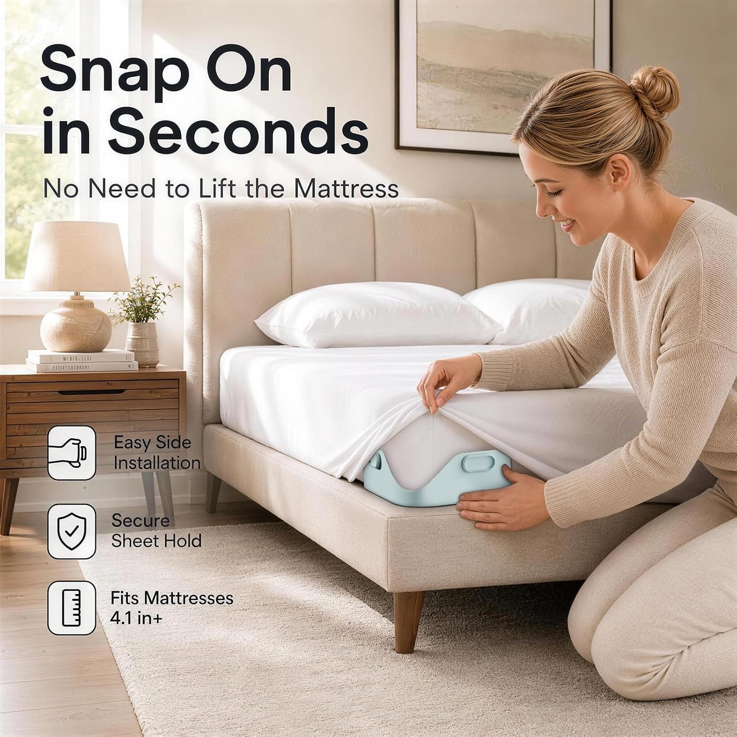 Ashenby Bed Sheet Holders for Corners:Non-Stretch Fitted Sheet Grippers, 1.74 pounds