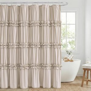 Aldernest Boho Rustic Beige Ruffle Shower Curtain 36x72 Inches, 10.4 ounces