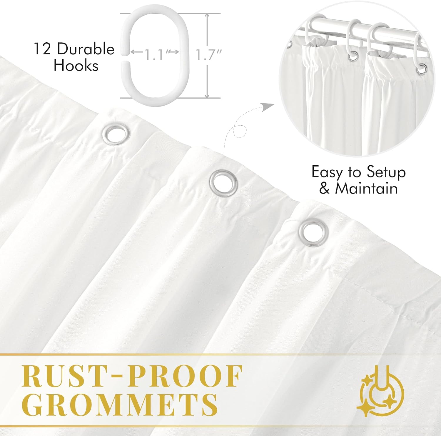 Aldernest Boho Rustic White Ruffle Shower Curtain 72x78 Inches, 15.2 ounces