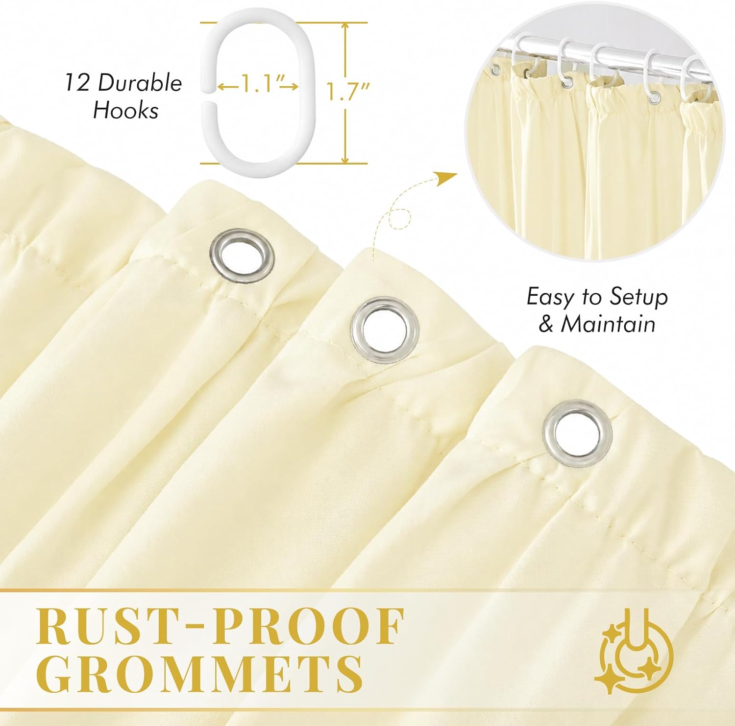Aldernest Boho Rustic Barely Butter Ruffle Shower Curtain 36x72 Inches