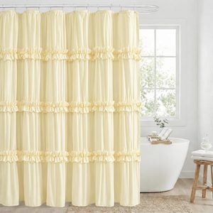 Aldernest Boho Rustic Barely Butter Ruffle Shower Curtain 36x72 Inches