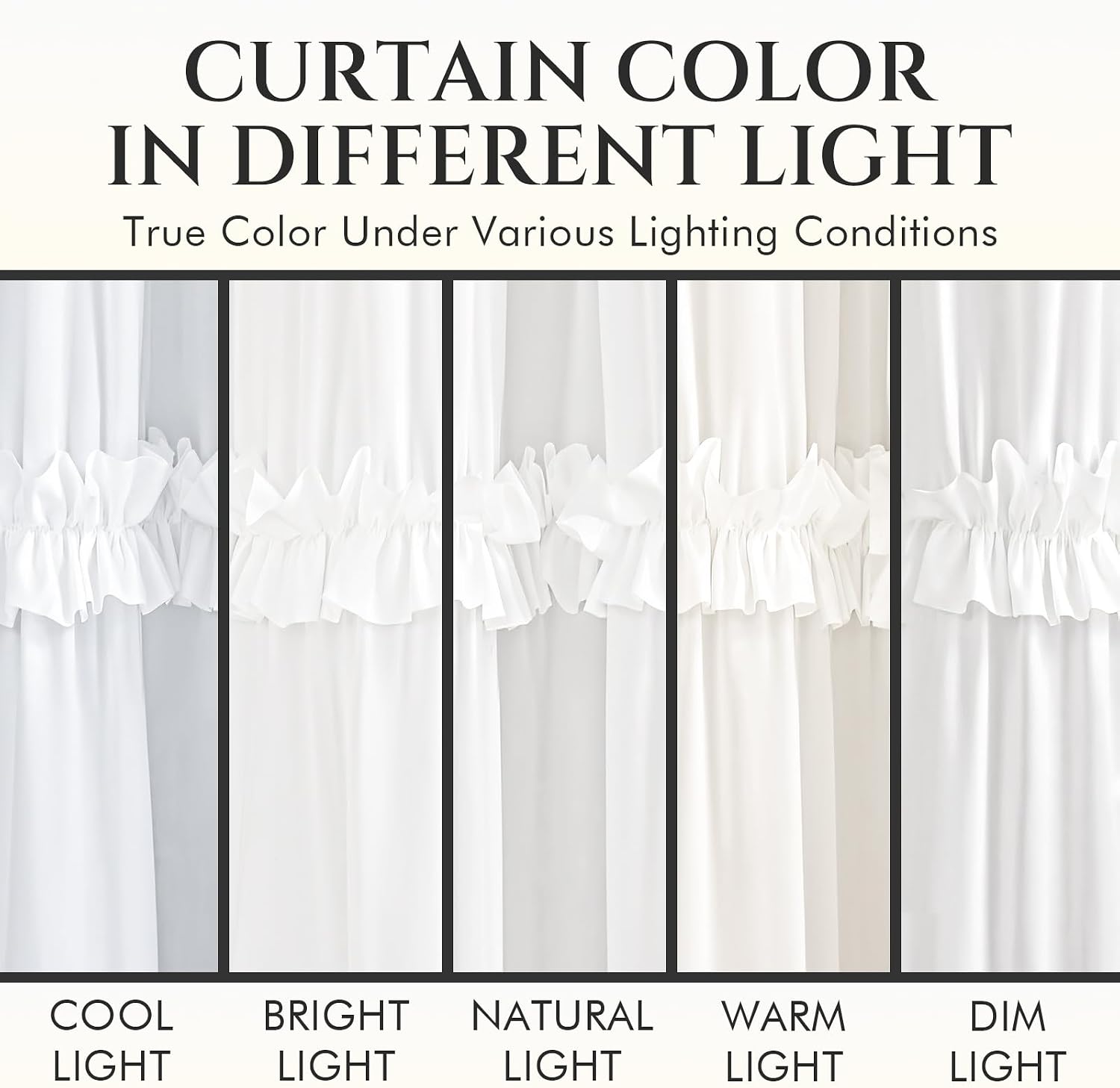 Aldernest Boho Rustic White Ruffle Shower Curtain 72x72 Inches, 13.6 ounces