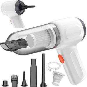 Aldernest Mini Car Vacuum Cleaner, Small Handheld Vacuum Portable Cordless 3 in 1 Dust Buster & Air Blower & Hand Pump, 16 ounces, White