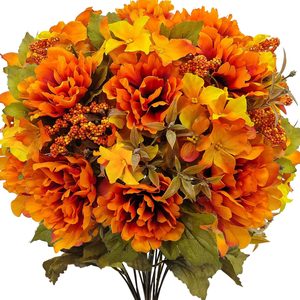 Aldernest 4 Bundles Cemetery Flowers for Grave Decoration, Orange