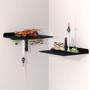 LumeraHome 2-Pack Floating Shelves for Building Blocks Display Compatible with LEGO, 8.25 inches (W) x 10 inches (L) x 1.1 inches (H), Black