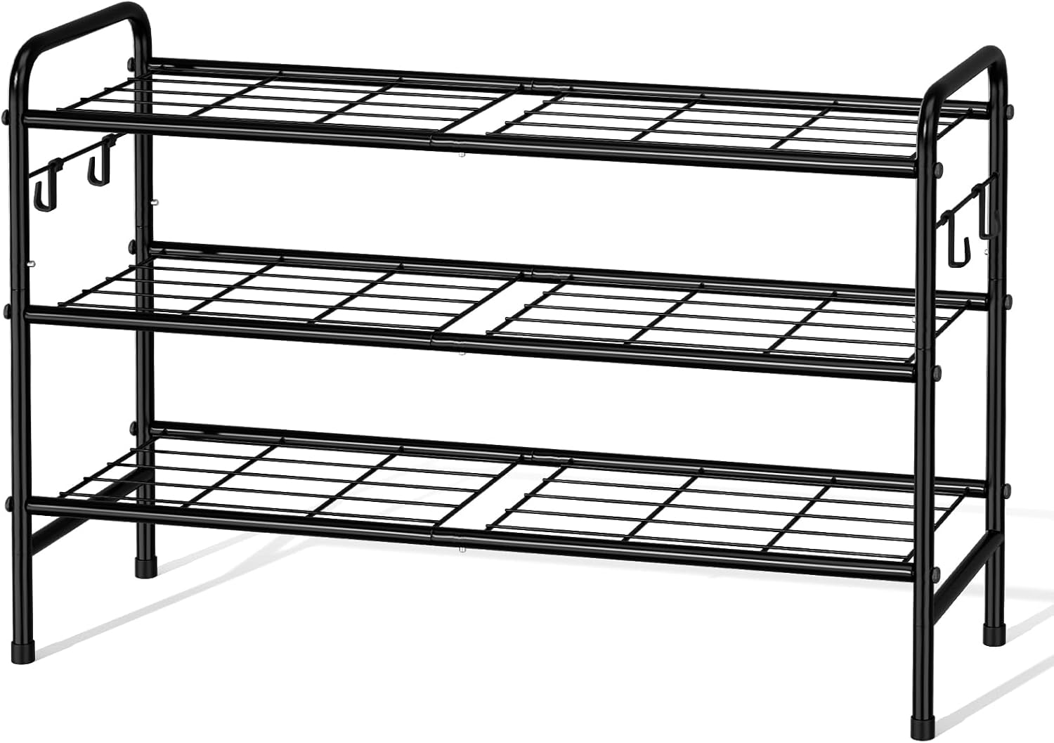 Tanglewick Metal Shoe Rack for Closet 33" Wide Shoe Organizer for Entryway, 4 pounds, 33.1"W x 11"D x 22.8"H, Black