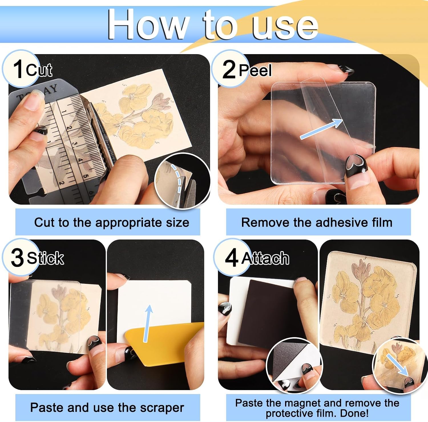 Ashenby 50 Pieces Acrylic Fridge Magnets, DIY Magnets with 50 Pieces Adhesive Magnet Sheets, 1.89 x 1.89 inches, Clear