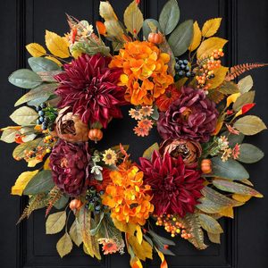 Brackenly 24" Fall Wreaths for Front Door, Fall Decorations for Home, Autumn Wreaths