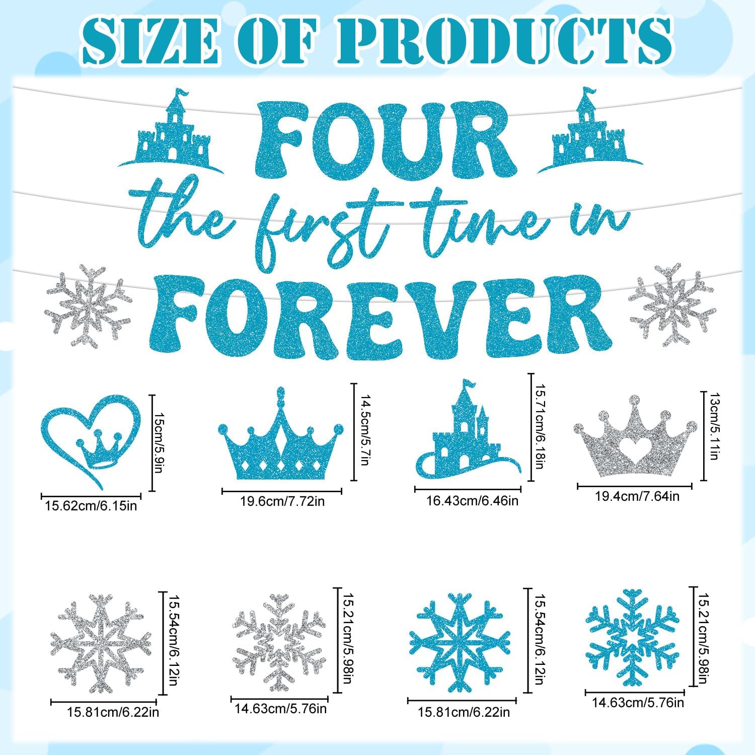 Aldernest Four the First Time in Forever Birthday Decoration, 8.8 ounces, 20 Count