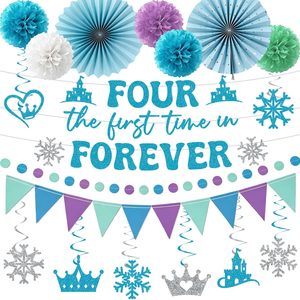 Aldernest Four the First Time in Forever Birthday Decoration, 8.8 ounces, 20 Count