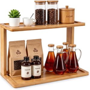 Ashenby 2-Tier Bamboo Coffee Station Organizer for Countertop, 1.5 pounds, Natural Bamboo
