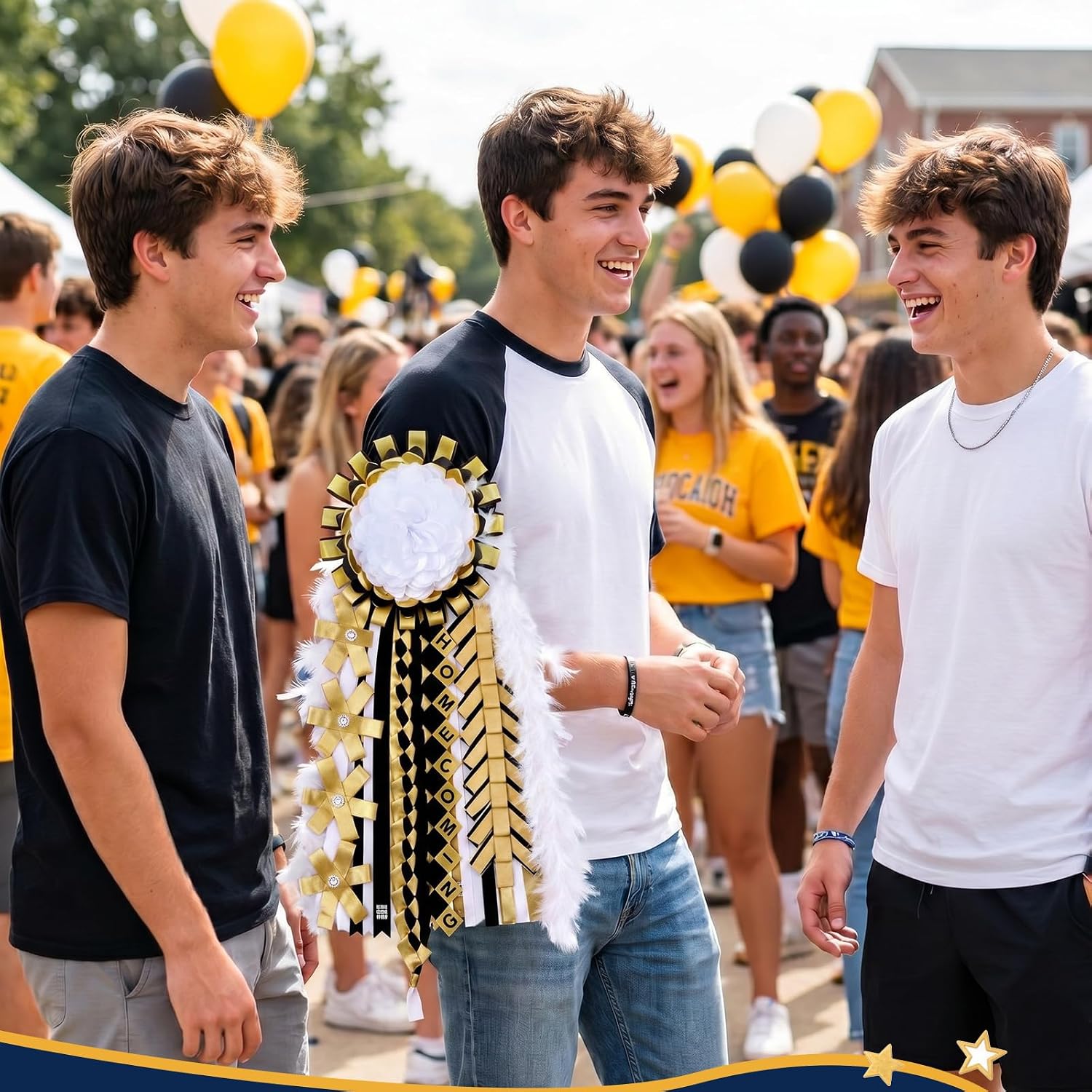 Aldernest 5 Pcs Homecoming Mum Braid 18 Inch Homecoming Mum Supplies, 7.04 ounces, Gold, black, white