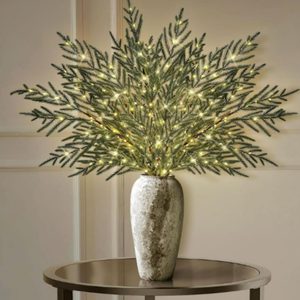 Aldernest 6Pcs 35" Lighted Norfolk Pine Branches for Vase, Long Greenery Pine Stems