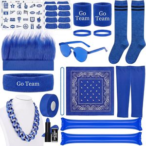 VelloHome Blue Spirit Wear Boys, 74 Pcs Fun School Spirit Day Accessories, various sizes