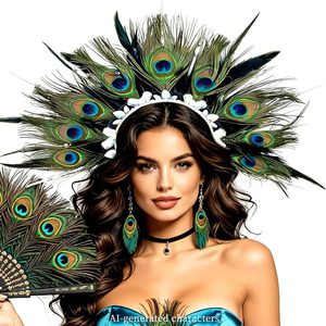Quillstone Feather Headpiece 1920s Carnival Accessories Headdress Mardi Gras Rave Festival for Women Flapper Costume Supplies