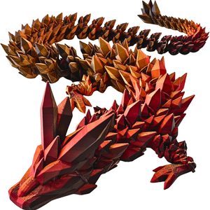 Birchmont Giant Flexible 31.5In 3D Printed Crystal Dragon Toy Animal, 8.96 ounces, Kryth