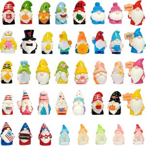 Aldernest 40 pcs Miniature Gnome Figurines, Resin Mini Painted Mini Statuefor Fairy Garden, 9.07 g