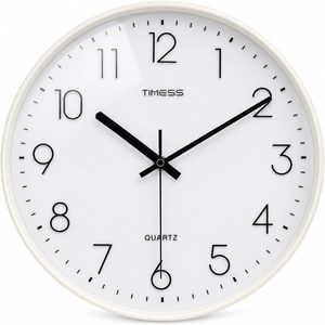 Aldernest 12 Inch Silent Wall Clock, High-Precision Analog Clock, White, Cream White