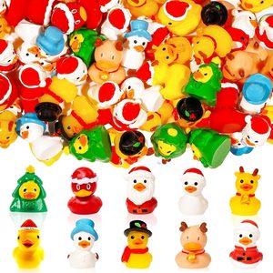 Aldernest 50pcs Christmas Ducks 10 Styles Mini Resin Ducks Mini Christmas Figurines for Xmas Decor Stocking Stuffers Secret Santa, 0.21 kg