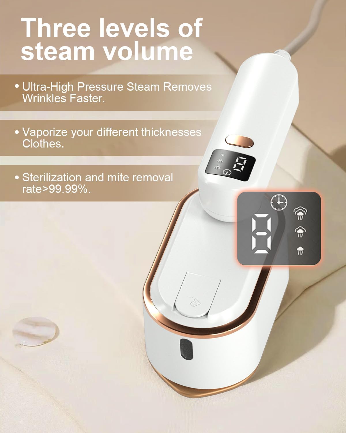 Birchmont Travel Steamer Iron for Clothes - 1200W Handheld Size Portable Travel Steamer, 1.8 pounds, White